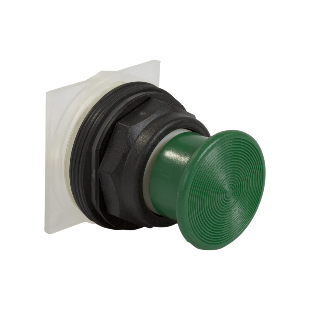 Mayer-DDS-Push-button head, Harmony 9001SK, plastic, mushroom 35mm, green, 30mm, spring return-1