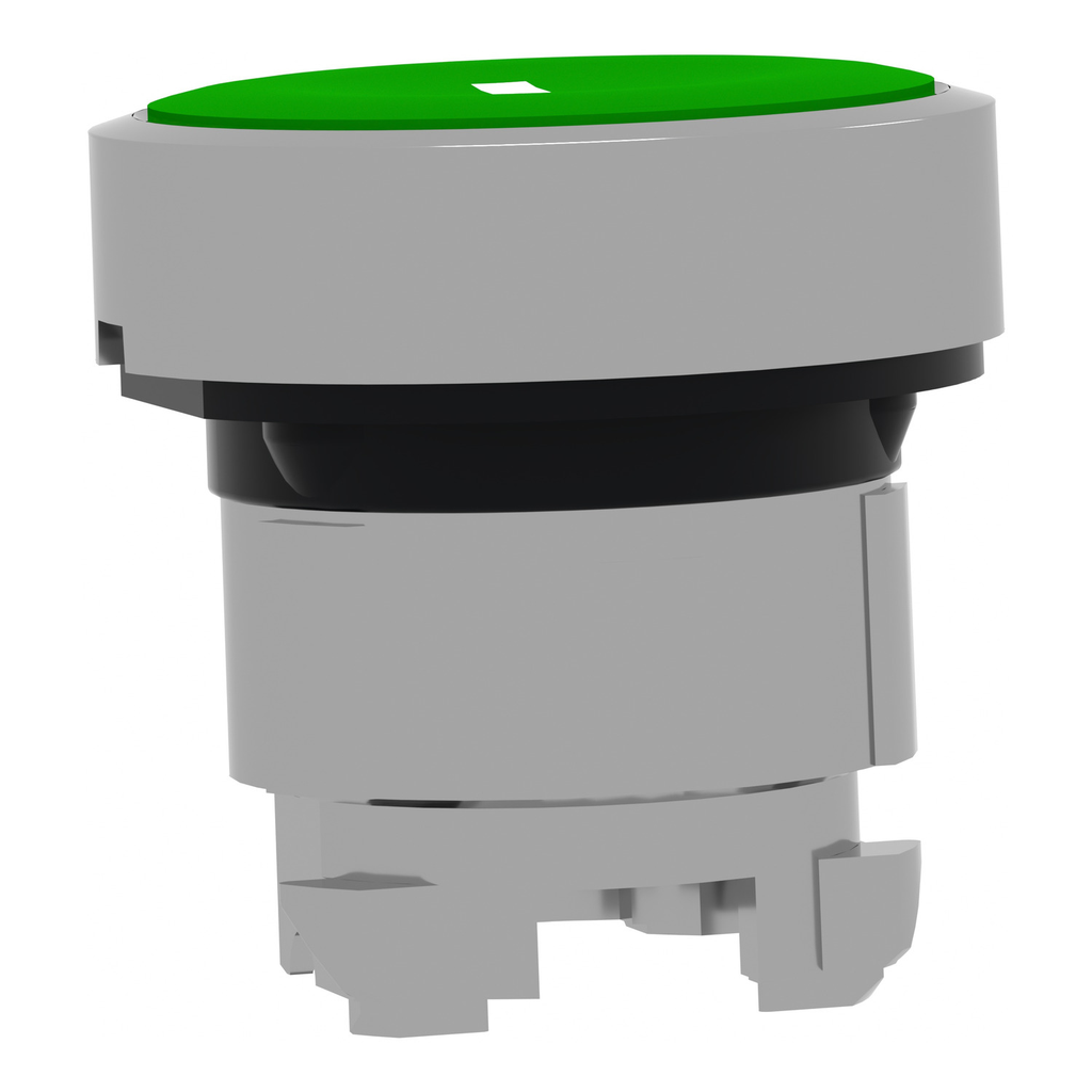 Mayer-DDS-Head for non illuminated push button, Harmony XB4, metal, flush, green, 22mm, spring return, marked I-2