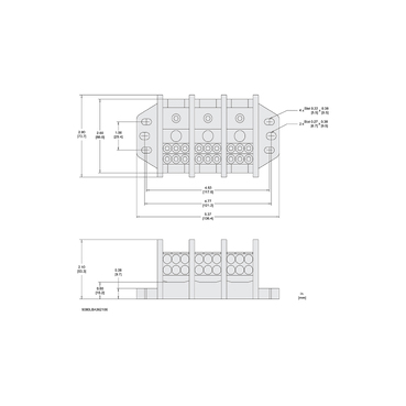 Mayer-DDS-Power distribution block, Linergy, 3 pole, 1 line, 6 load, 175A Cu, 135A Al, 600V-2