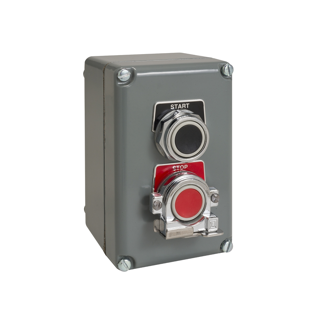 Mayer-DDS-30mm push button, Type K, control station, two push buttons, 6A inductive at 120VAC, marked START and STOP, NEMA 4, 13-1