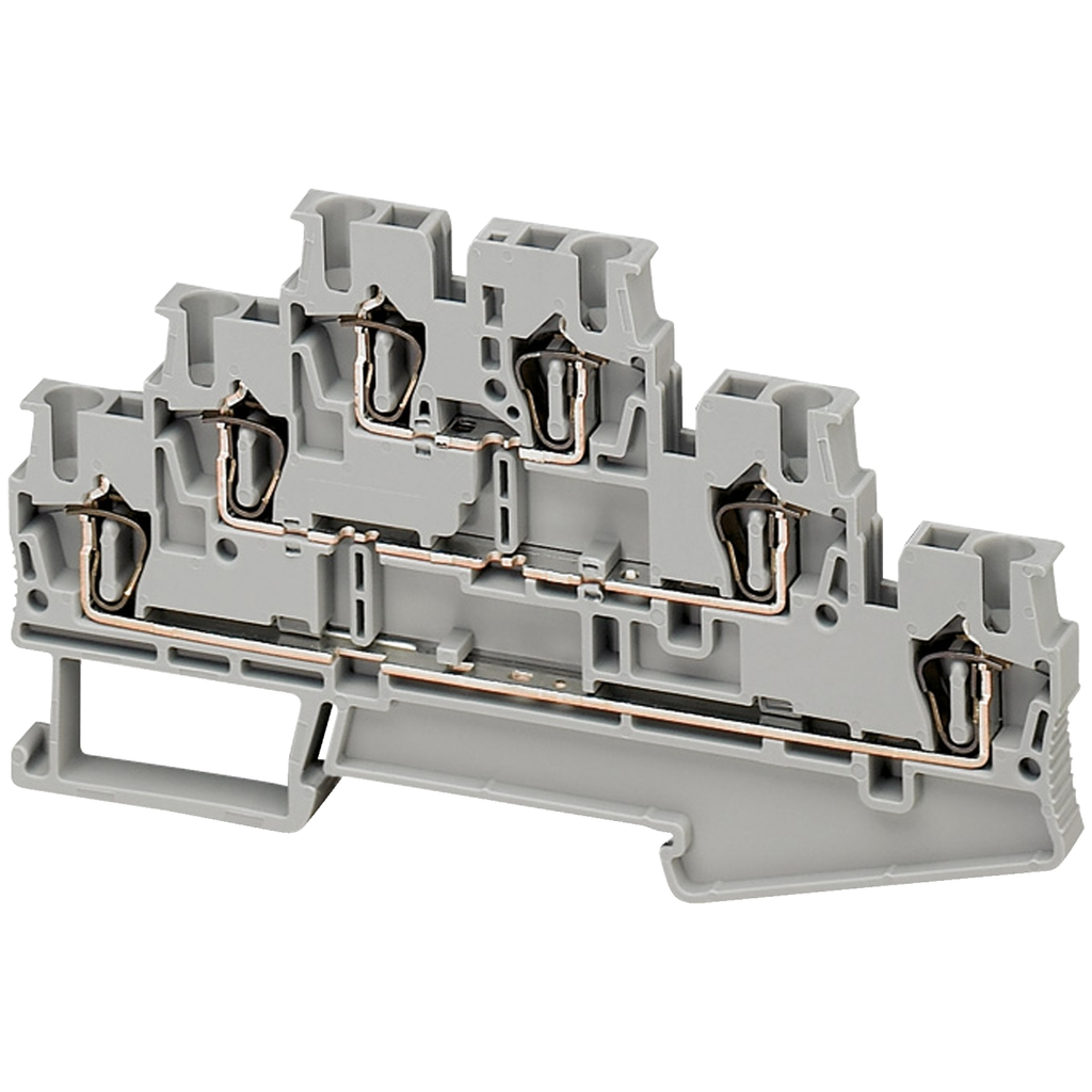 Mayer-DDS-Terminal block, Linergy TR, spring type, feed through, 3 levels connected, 6 points, 2.5mm², grey, set of 50-1