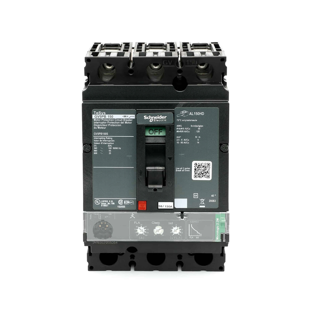 Mayer-DDS-Motor circuit breaker, Tesys GV5, 150A, 3 pole, 600VAC, 25kA, lugs, thermal magnetic, 80%-2