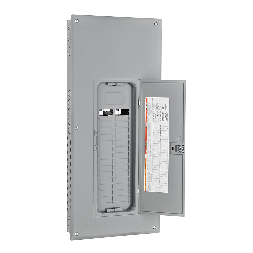 Mayer-DDS-Load center, Homeline, 1 phase, 30 spaces, 60 circuits, 125A convertible main lugs, PoN, NEMA1, combo cover-2