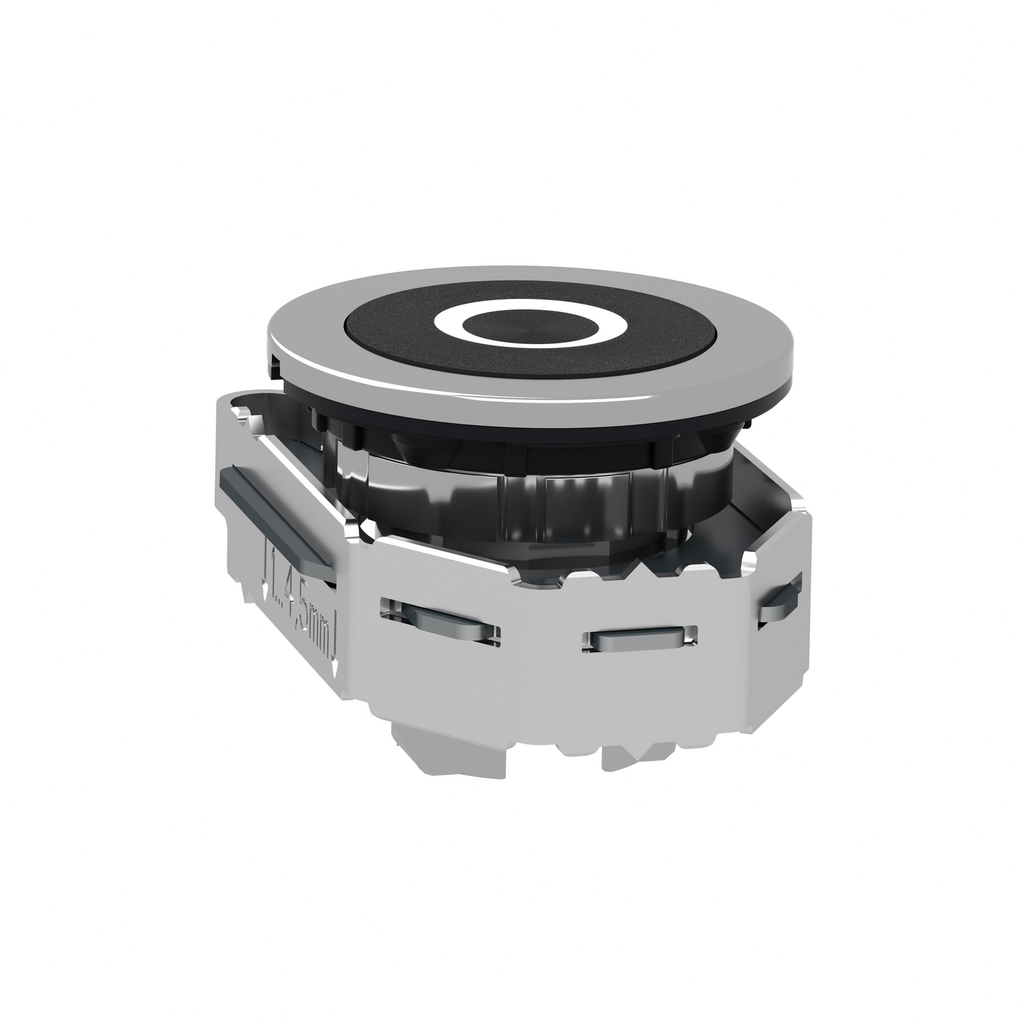 Mayer-DDS-Head for non illuminated push button, Harmony XB4, flush mounted black flush caps pushbutton white marked "O"-2