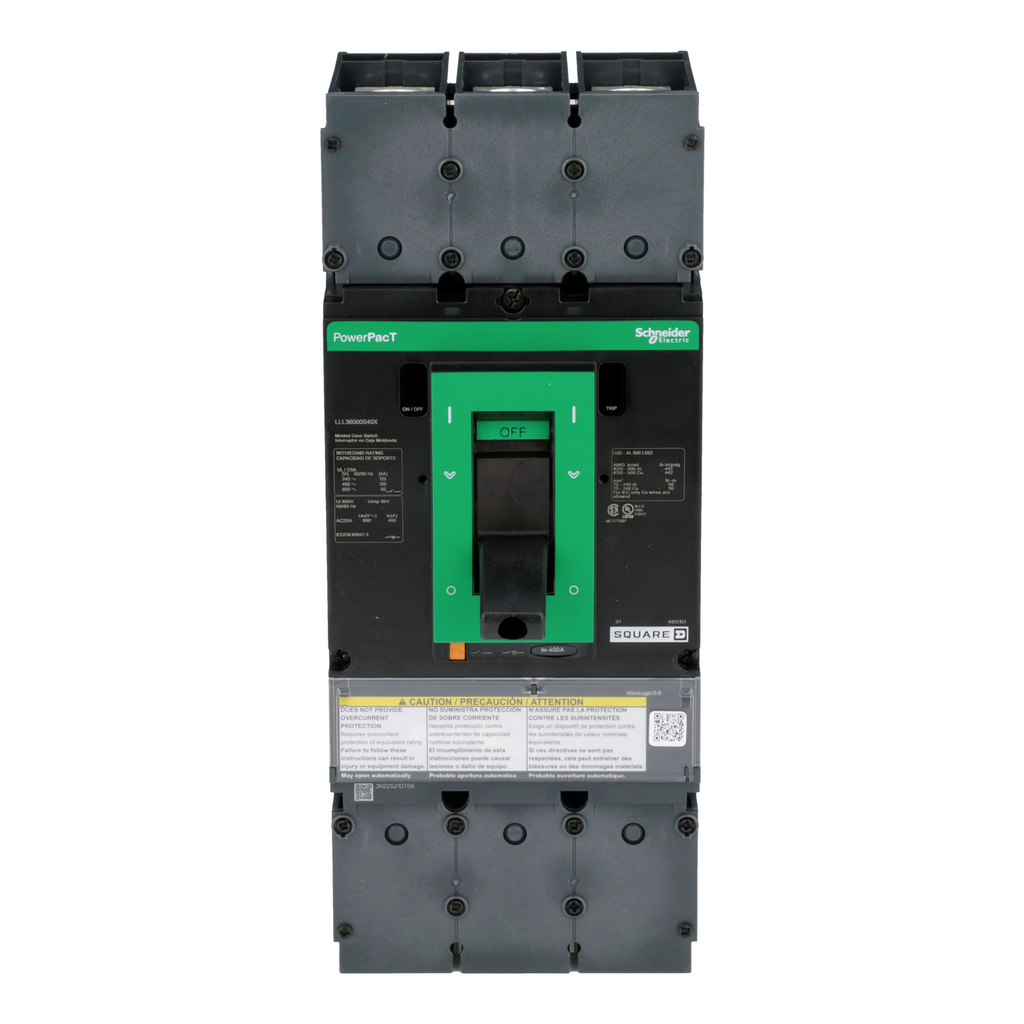 Mayer-DDS-Automatic switch, PowerPact L, 400A, 3 pole, 600VAC, 50kA, lugs, magnetic-2