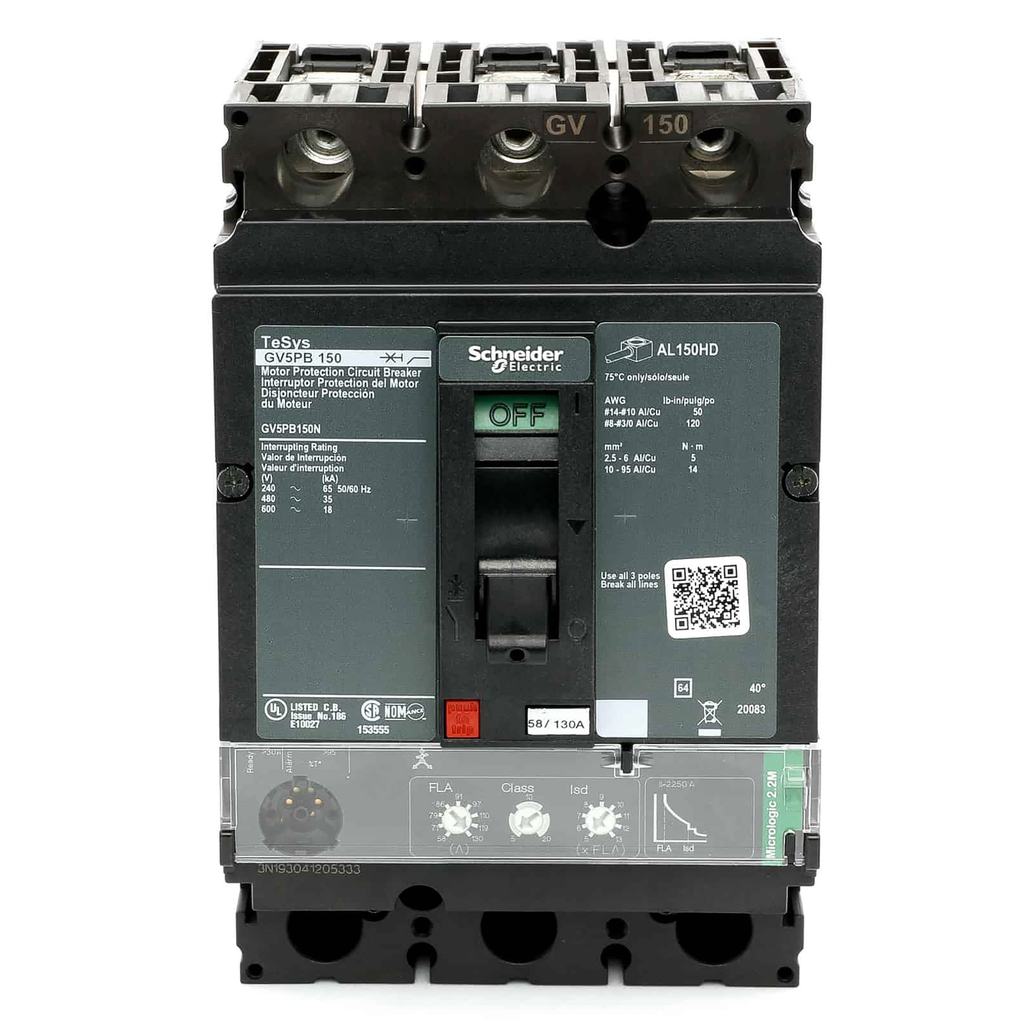 Mayer-DDS-Motor circuit breaker, Tesys GV5, 150A, 3 pole, 600VAC, 18kA, lugs, thermal magnetic, 80%-2