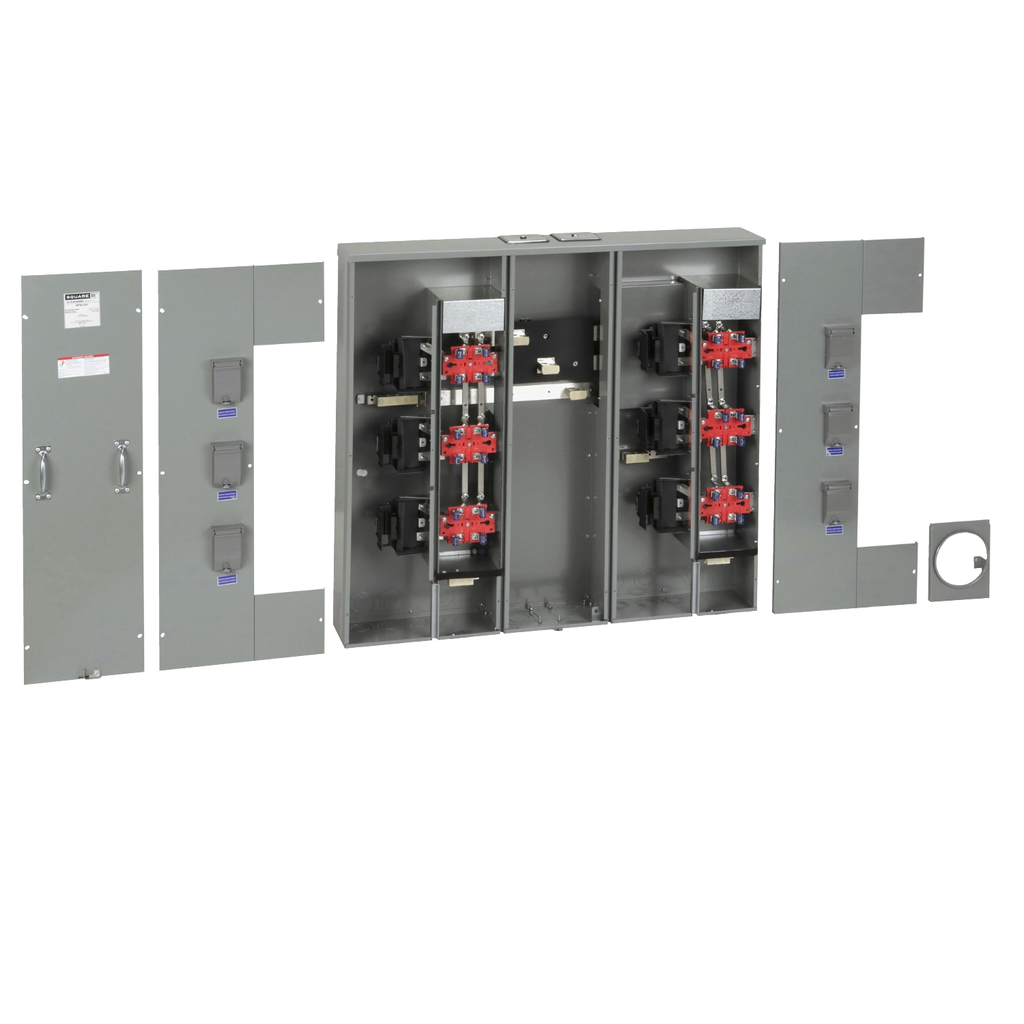 Mayer-DDS-Meter center, MP Meter-Pak, 6 sockets, no bypass, 4 jaws, 800A bus, 200A max breaker rating, ringed-2
