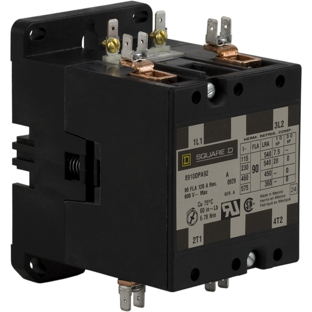 Mayer-DDS-Contactor, Definite Purpose, 90A, 2 pole, 20HP at 230VAC, 1 phase, 110/120VAC 50/60Hz coil, open-2