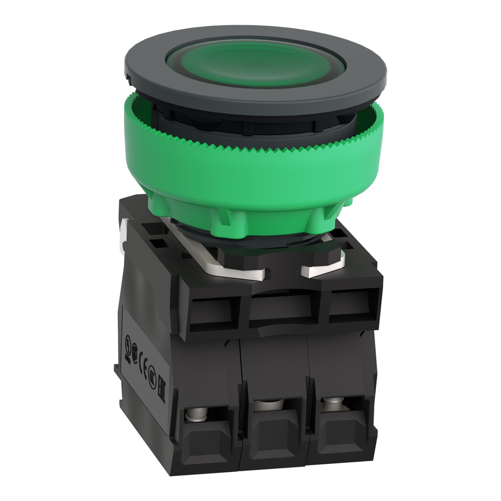 Mayer-DDS-Illuminated push button, Harmony XB5, green, 30mm, universal LED, 1NO + 1NC, 110...120V AC-2