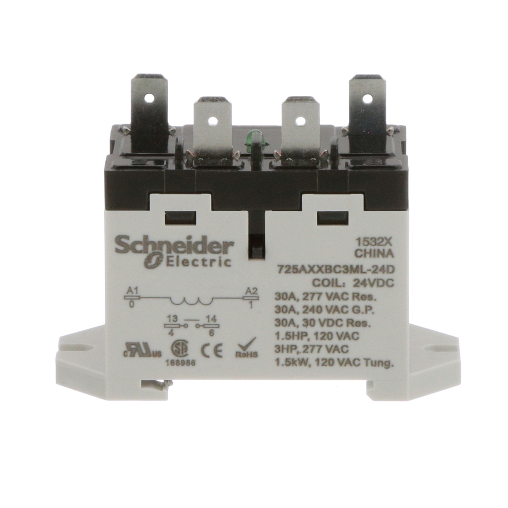 Mayer-DDS-Power relay, SE Relays, 30A, 1NO, 24VDC, LED push button, blade terminals, DIN or panel mount-2