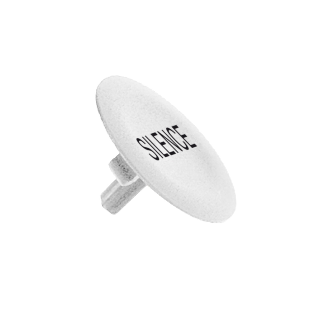 Mayer-DDS-Cap for push button head, Harmony XB4, plastic, white, 22mm, black marked SILENCE-1