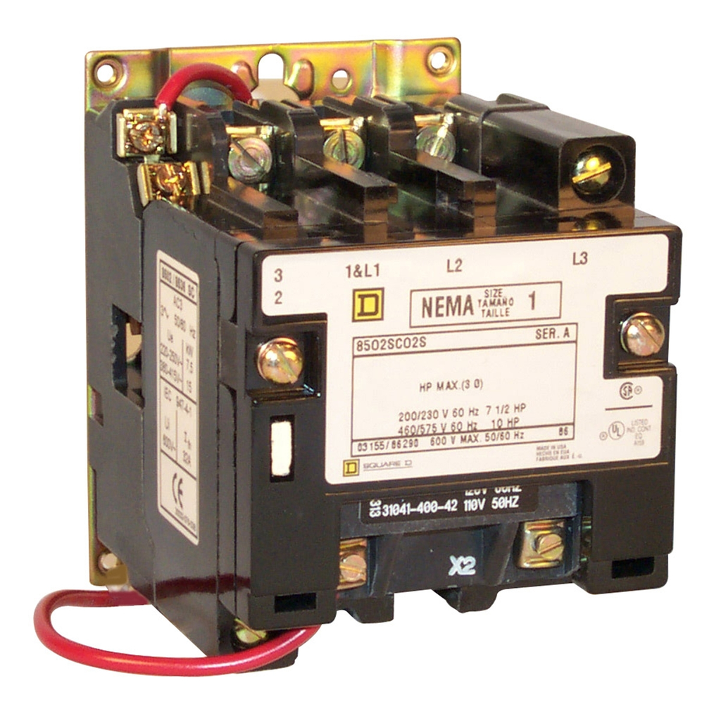 Mayer-DDS-NEMA Contactor, Type S, nonreversing, Size 1, 27A, 10HP at 575VAC, 3 phase, up to 100kA, 3 pole, 208VAC coil, open [TAA]-2