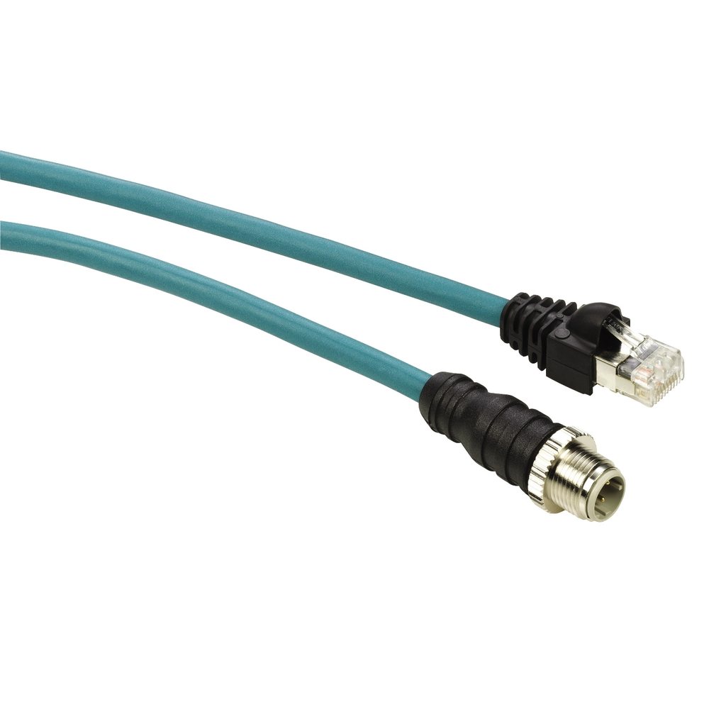 Mayer-DDS-cable, Modicon Networking, Ethernet cable, one end in M12 connector, one end in RJ45 connector, IP67, 1m-1