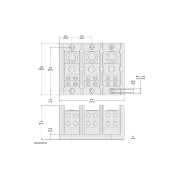 Mayer-DDS-Power distribution block, Linergy, 3 pole, 1 line, 4 load, 335A Cu, 270A Al, 600V-2