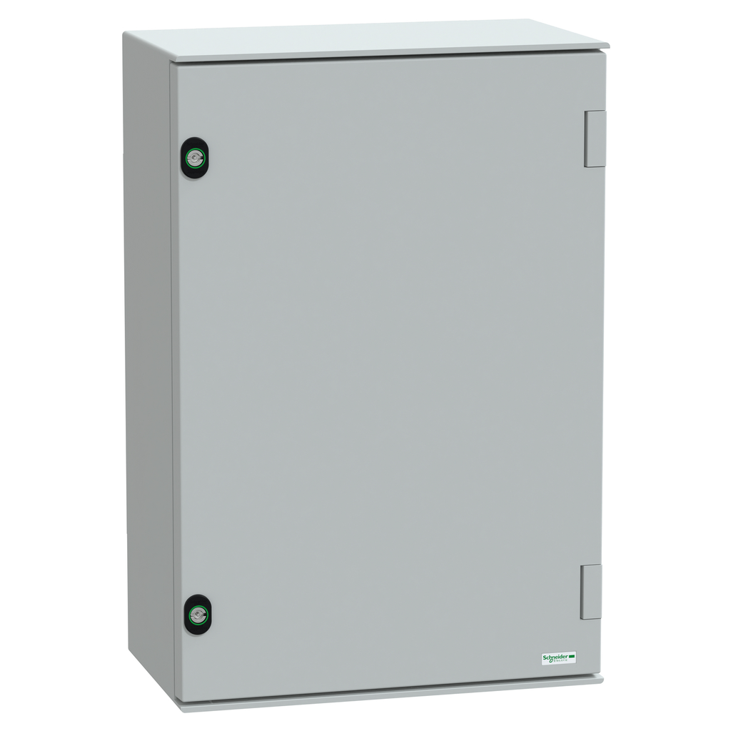 Mayer-DDS-Wall mounted polyester enclosure, PanelSeT PLM, plain door, 647x436x250mm, IP66, IK10, RAL 7035-1