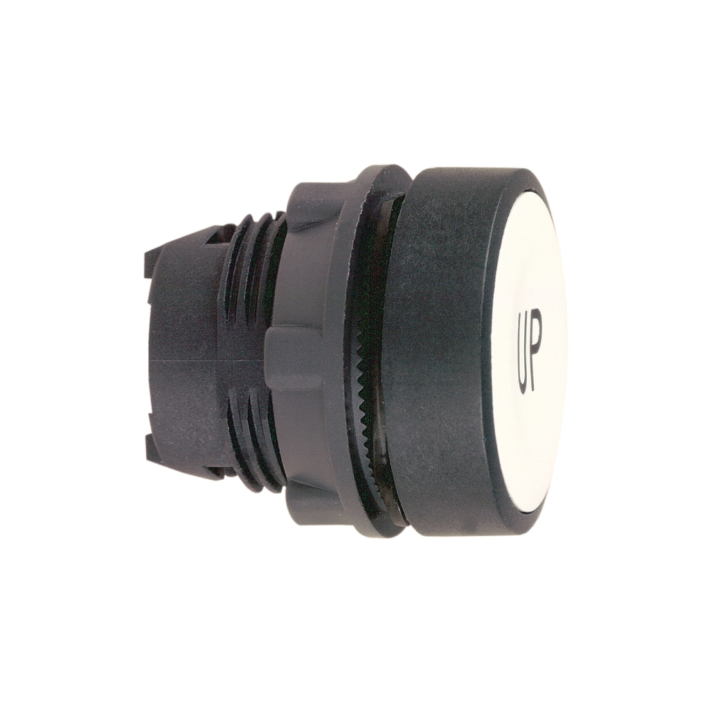 Mayer-DDS-Head for non illuminated push button, Harmony XB5, white flush, 22mm, spring return, white marked UP-1