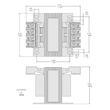 Mayer-DDS-Transformer, Type T, industrial control, 200VA, 1 phase, 208/230/460V primary, 115V secondary, 80C rise-2