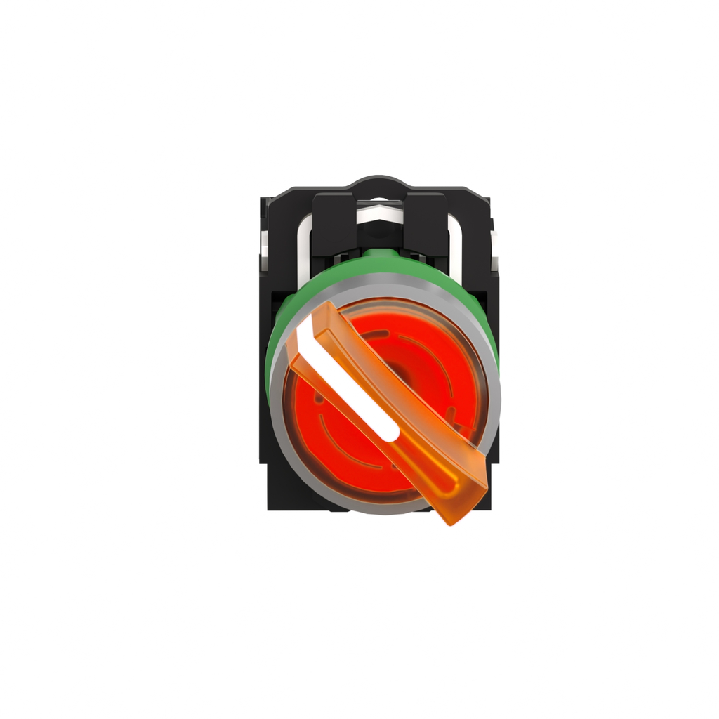 Mayer-DDS-Illuminated selector switch, Harmony XB5, grey bezel, orange handle, 22mm, universal LED, 2 positions, 1NO + 1NC, 230V AC-2