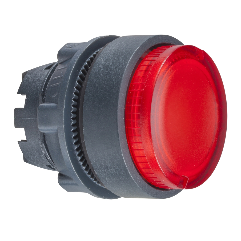 Mayer-DDS-Head for illuminated push button, Harmony XB5, red projecting, 22mm, BA9s bulb, spring return, unmarked-1