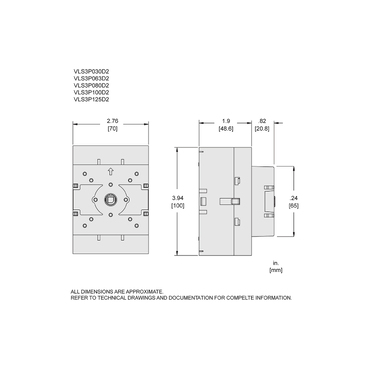 Mayer-DDS-Disconnect switch, TeSys VLS, body switch, 30A, 20HP at 480VAC, UL98, three phase, 100kA SCCR, size 2, DIN rail mount-2