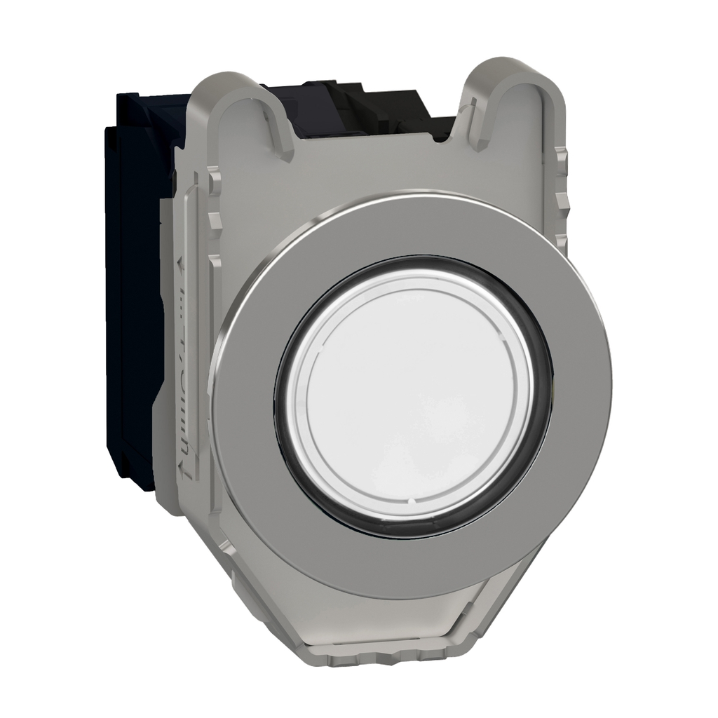 Mayer-DDS-Illuminated push button, Harmony XB4, metal, white flush mounted, 30mm, universal LED, plain lens, 1NO + 1NC, 230V AC-2