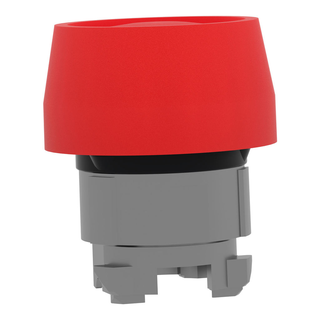 Mayer-DDS-Head for non illuminated push button, Harmony XB4, red flush push button 22mm spring return, unmarked, red colored boot-2