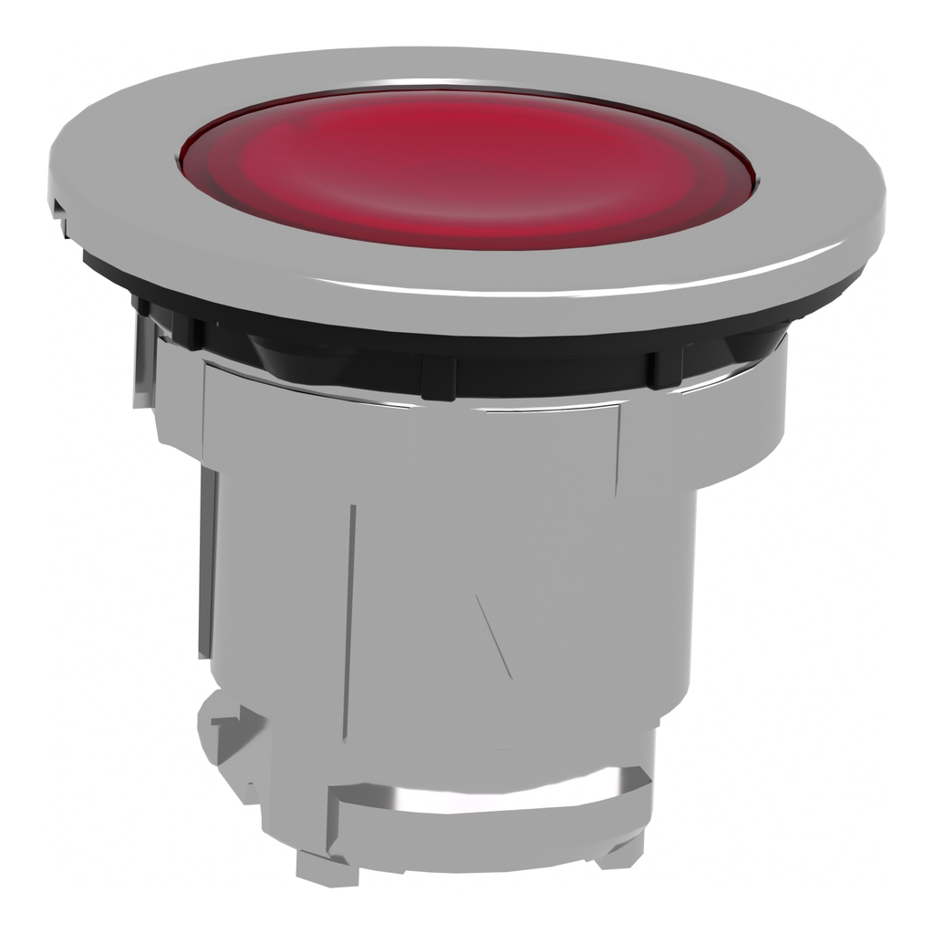 Mayer-DDS-Head for illuminated push button, Harmony XB4, metal, red flush mounted, 30mm, universal LED, unmarked-2