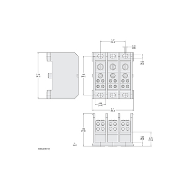 Mayer-DDS-Power distribution block, Linergy, 3 pole, 1 line, 4 load, 115A Cu, 90A Al, 600V-2