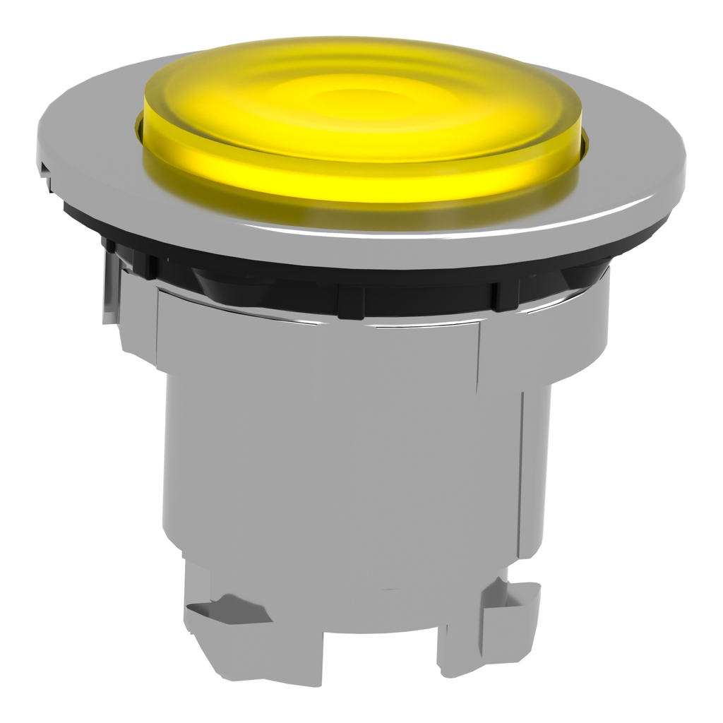Mayer-DDS-Head for illuminated push button, Harmony XB4, metal, yellow projecting, 30mm, universal LED, push-push, unmarked-2