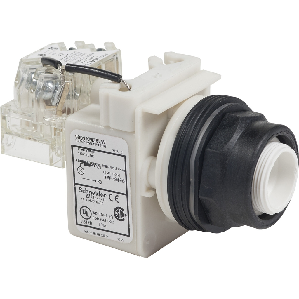 Mayer-DDS-Push-to-test pilot light, Harmony 9001SK, plastic, polycarbonate, fresnel, red, 30mm, LED red, 110-120V-1