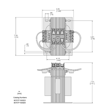 Mayer-DDS-Industrial control transformer, Type TF, 1 phase, 1500VA, 208V primary, 120V secondary, 50/60Hz-1