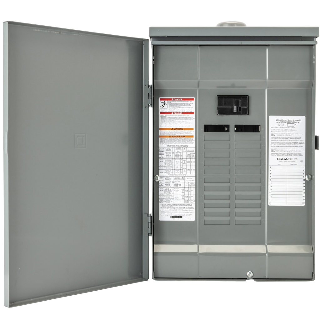 Mayer-DDS-Load center, QO, 1 phase, 12 spaces, 24 circuits, 200A convertible main lugs, PoN, NEMA3R, gnd bar-2