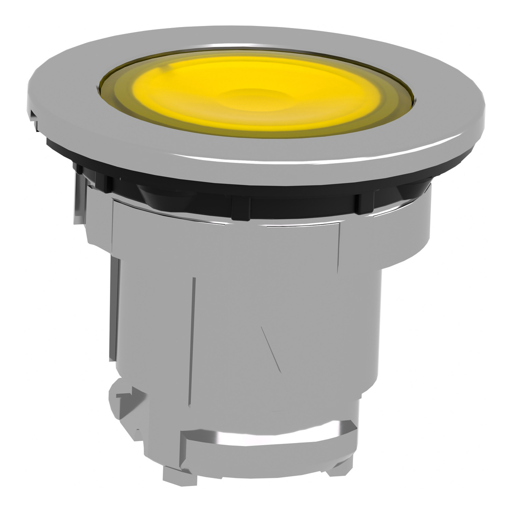 Mayer-DDS-Head for pilot light, Harmony XB4, metal, yellow flush mounted, 30mm, universal LED, plain lens-2
