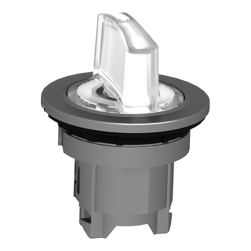 Mayer-DDS-Head for illuminated selector switch, Harmony XB4, universal LED, white handle, flush, 30mm, 3 positions, spring return-2