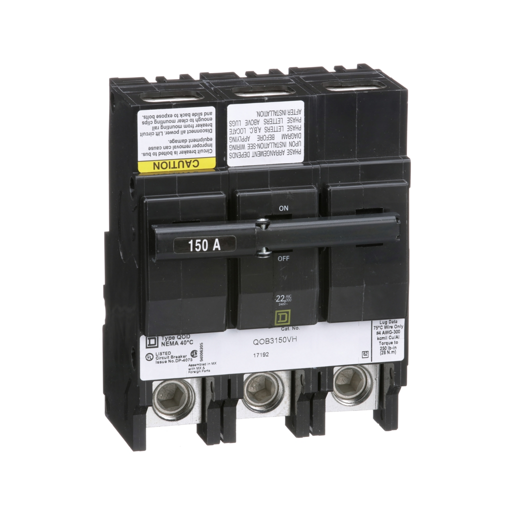 Mayer-DDS-Mini circuit breaker, QO, 150A, 3 pole, 120/240VAC, 22kA, bolt on, fungal treatment-1