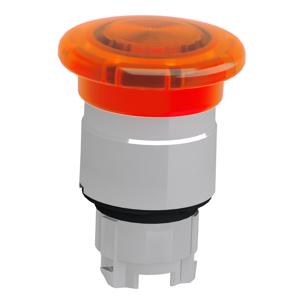 Mayer-DDS-Head for illuminated push button, Harmony XB4, metal, orange mushroom 40mm, 22mm, universal LED, spring return, unmarked-2