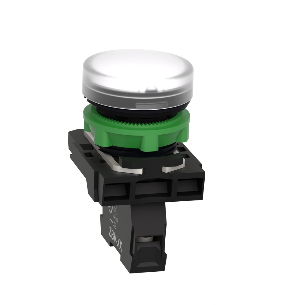 Mayer-DDS-pilot light, Harmony XB5, grey plastic, white, 22mm, universal LED, plain lens, 24V AC DC-2