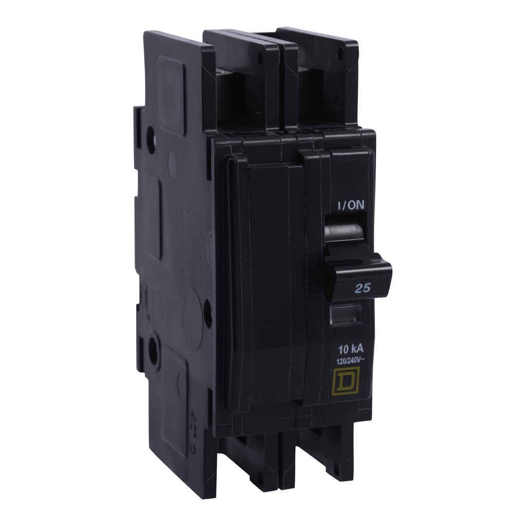 Mayer-DDS-Mini circuit breaker, QOU, 25A, 2 pole, 120/240 VAC, 10kA, field reversible lugs, mounting foot-1