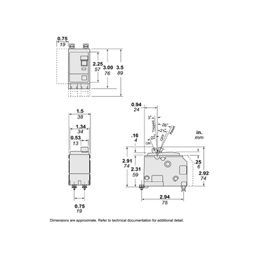 Mayer-DDS-Mini circuit breaker, QO, 10A, 2 pole, 120/240VAC, 10kA, bolt on, ring-2