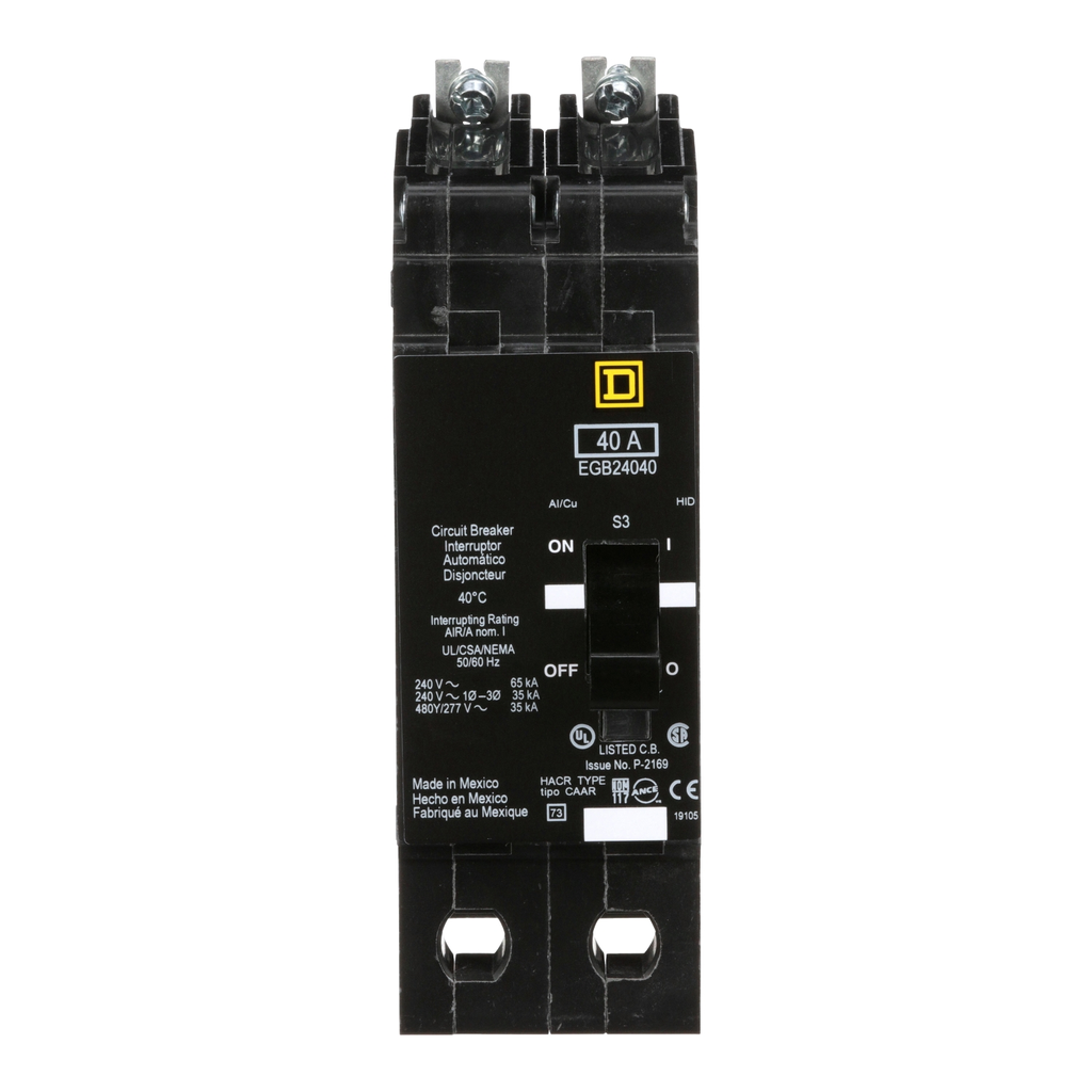 Mayer-DDS-Mini circuit breaker, E-Frame, 40A, 2 pole, 480Y/277VAC, 65kA max, bolt on [TAA]-2