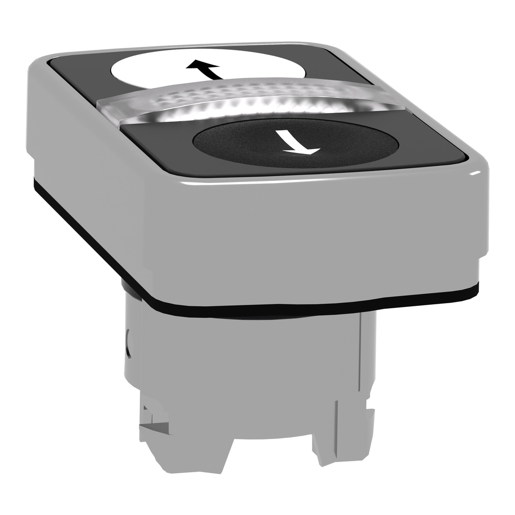 Mayer-DDS-Illuminated double headed push button head, Harmony XB4, metal, 22mm, 1 white flush UP ARROW + 1 pilot light + 1 black flush DOWN ARROW-2