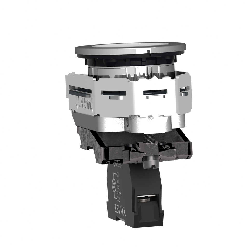 Mayer-DDS-Pilot light, Harmony XB4,metal, white flush mounted, 30mm, universal LED, plain lens, 110...120V AC-2