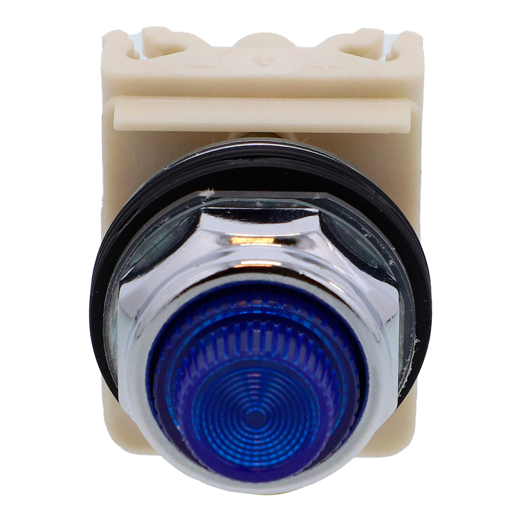 Mayer-DDS-30mm push button, Type K, pilot light, blue 24/28VAC/VDC LED light module, blue plastic fresnel lens, NEMA 4, 13-2