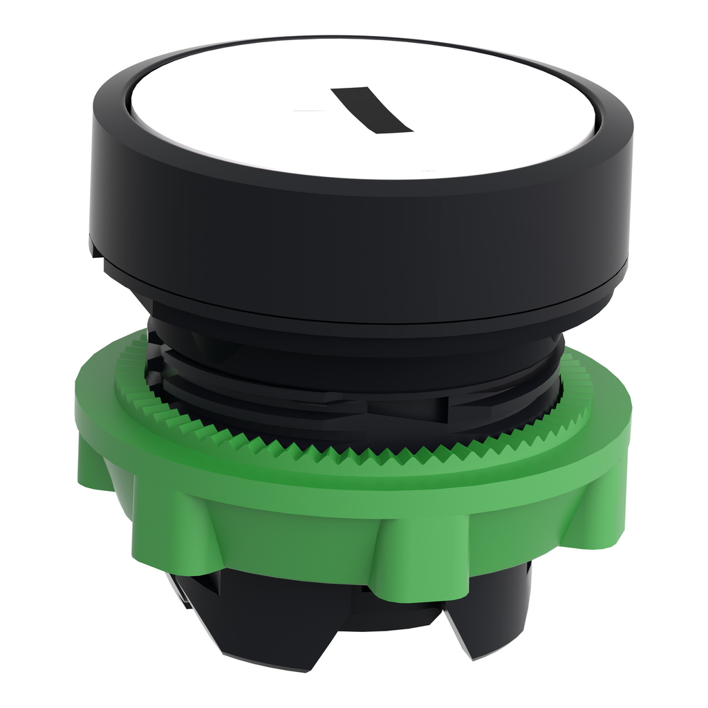Mayer-DDS-Head for non illuminated push button, Harmony XB5, plastic, flush, white, 22mm, spring return, marked I-2