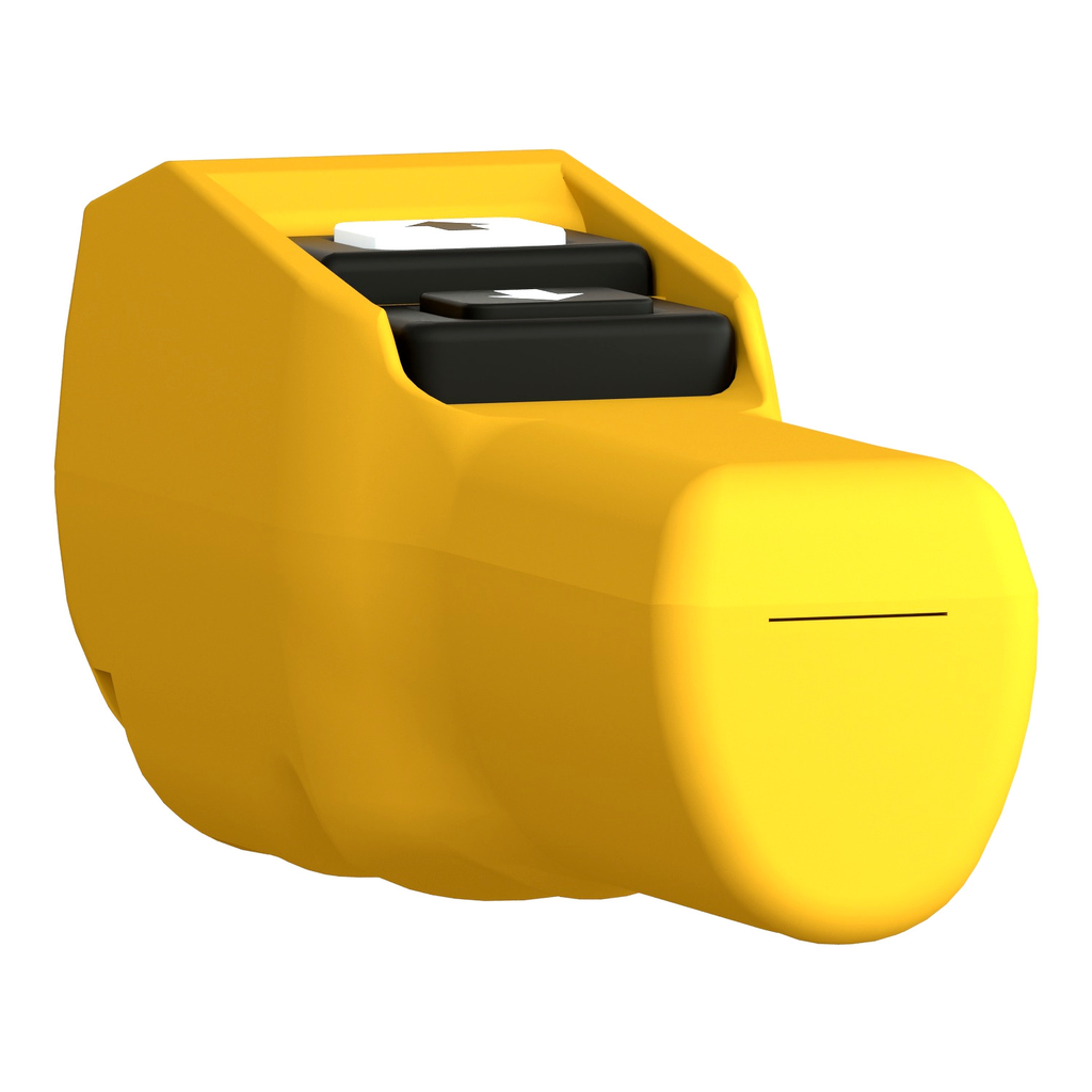 Mayer-DDS-Pendant control station, Harmony XAC, plastic, yellow, pistol grip, 2 booted push buttons with NO+NC-2