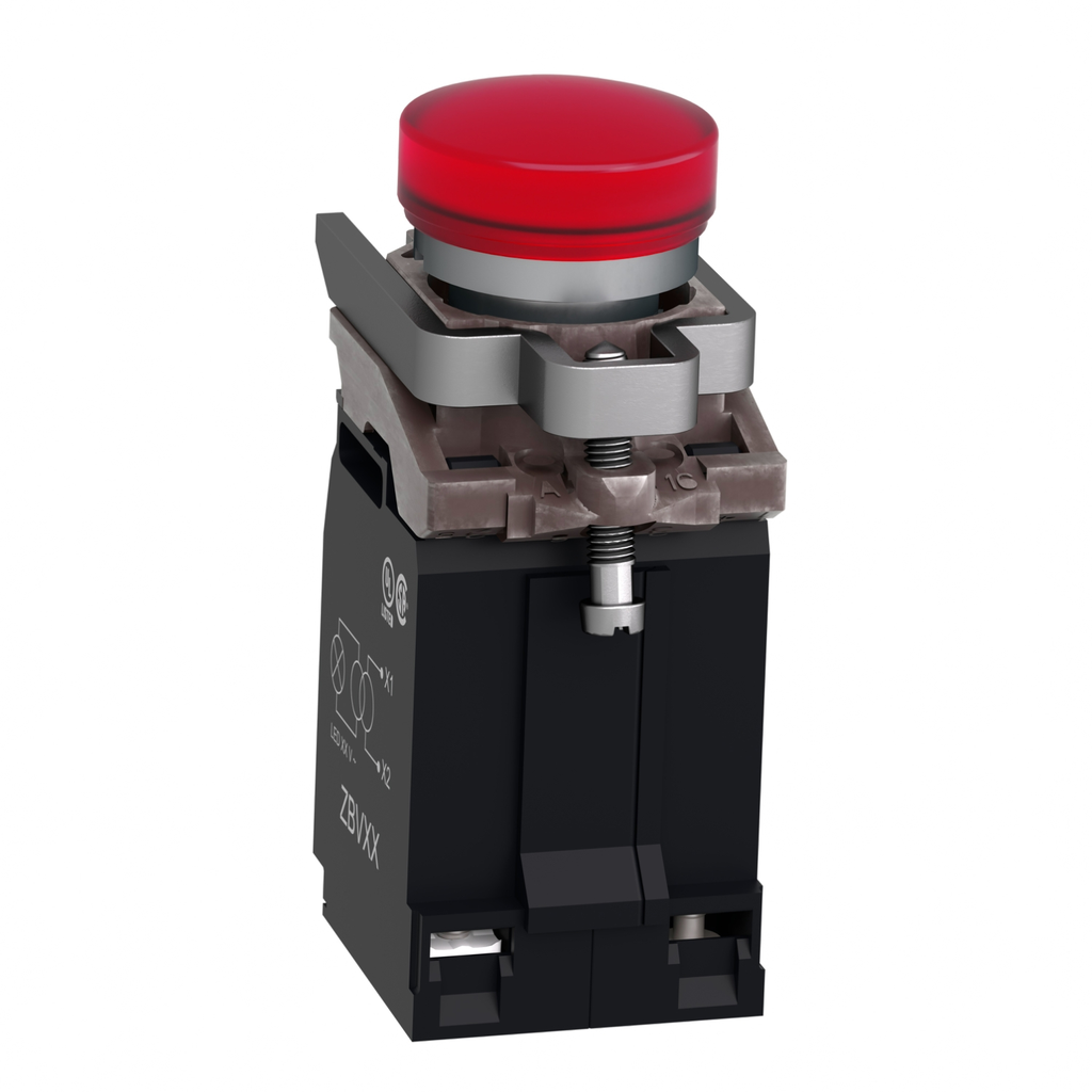 Mayer-DDS-Pilot light, Harmony XB4,metal, red, 22mm, universal LED, plain lens, 400V AC-2