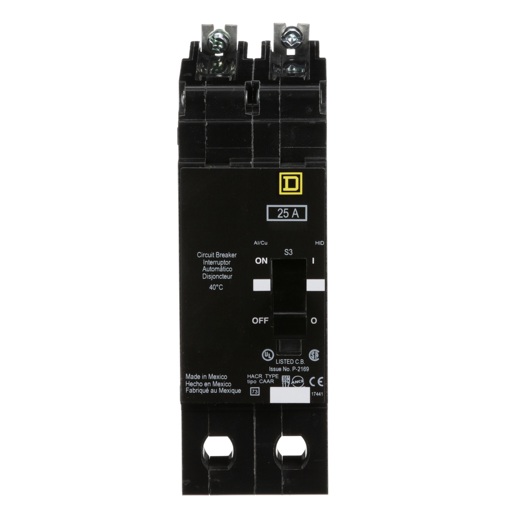 Mayer-DDS-Mini circuit breaker, E-Frame, 25A, 2 pole, 480Y/277VAC, 65kA max, bolt on [TAA]-2