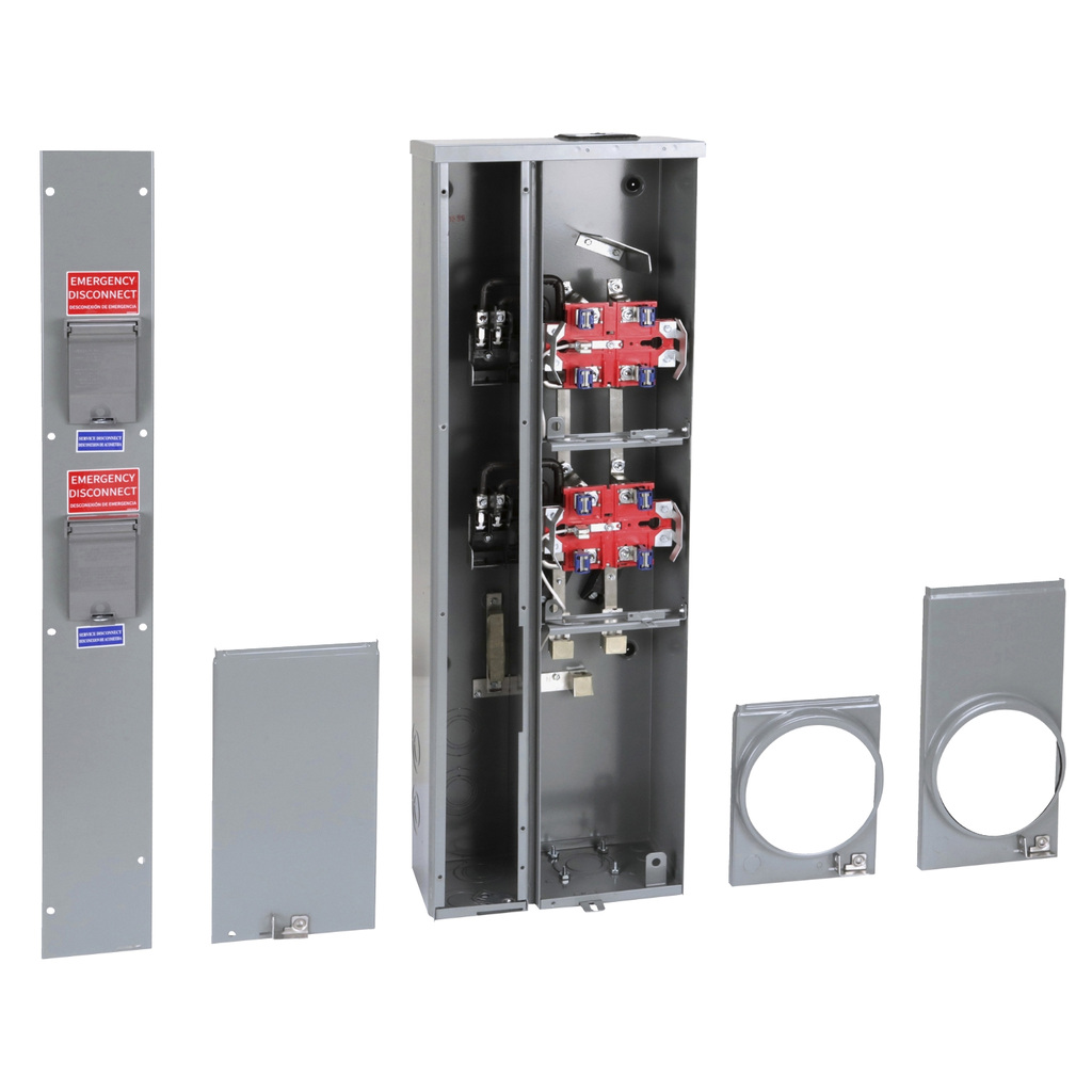 Mayer-DDS-Meter center, MP Meter-Pak, 2 sockets, no bypass, 5 jaws, 200A bus, 125A max breaker rating, ringless-2