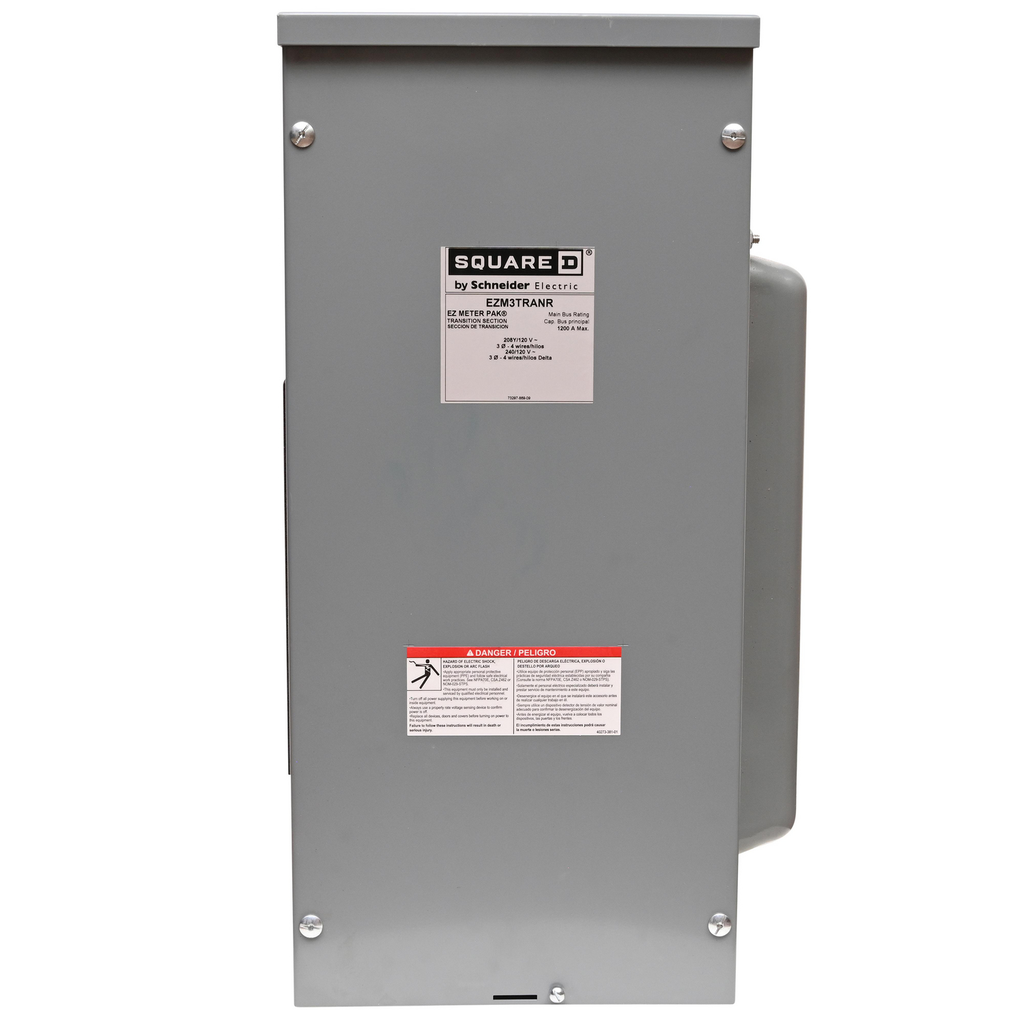 Mayer-DDS-Meter accessory, EZ Meter-Pak, transition section, right, 1200A bus, 3 phase-2