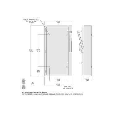 Mayer-DDS-Safety switch, heavy duty, fusible, 600A, 3 wire, 3 pole, 500hp, 600VAC/DC, NEMA 1-2
